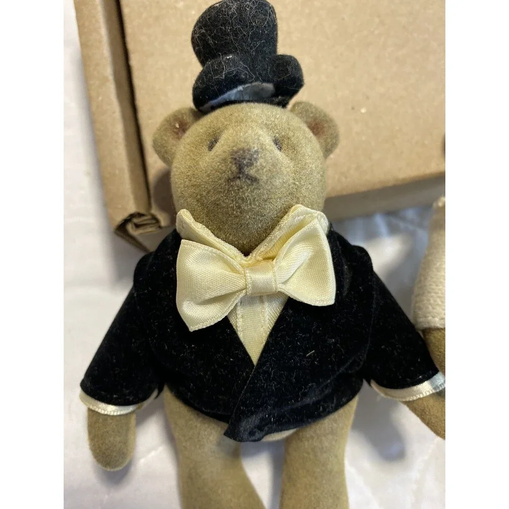 Gund Teddy Bear Miniature Jointed With Black Tails Tuxedo Vintage HTF